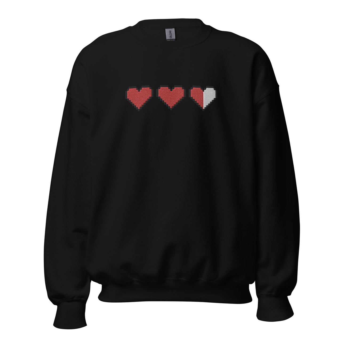 Zelda Pixel Hearts Large Embroidered Sweatshirt