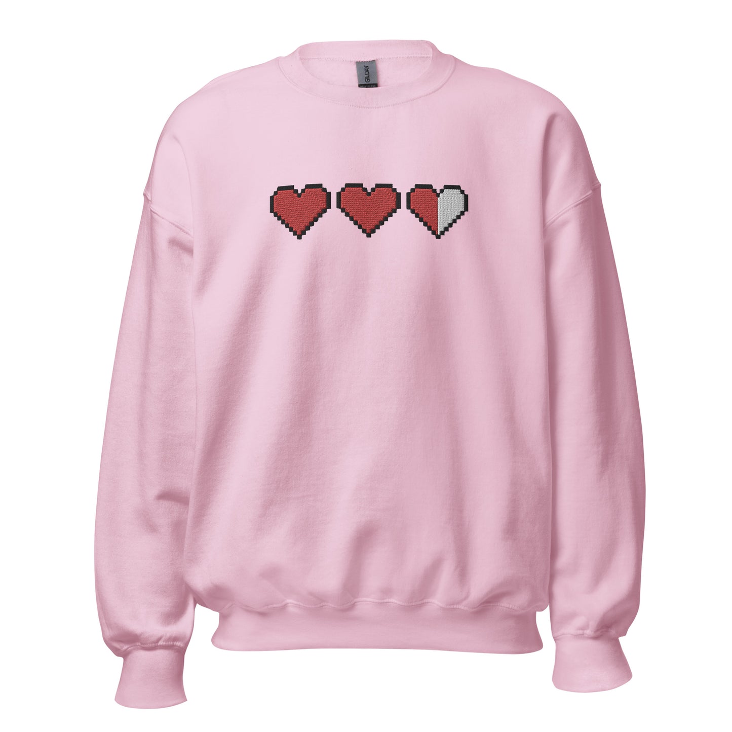 Zelda Pixel Hearts Large Embroidered Sweatshirt
