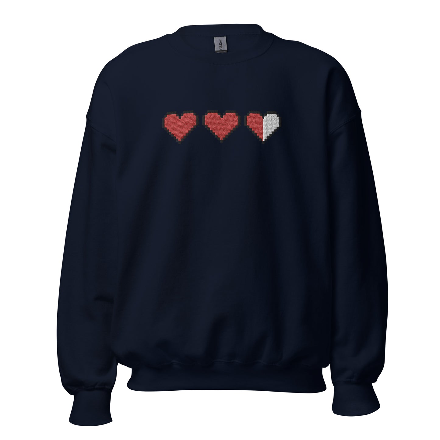 Zelda Pixel Hearts Large Embroidered Sweatshirt