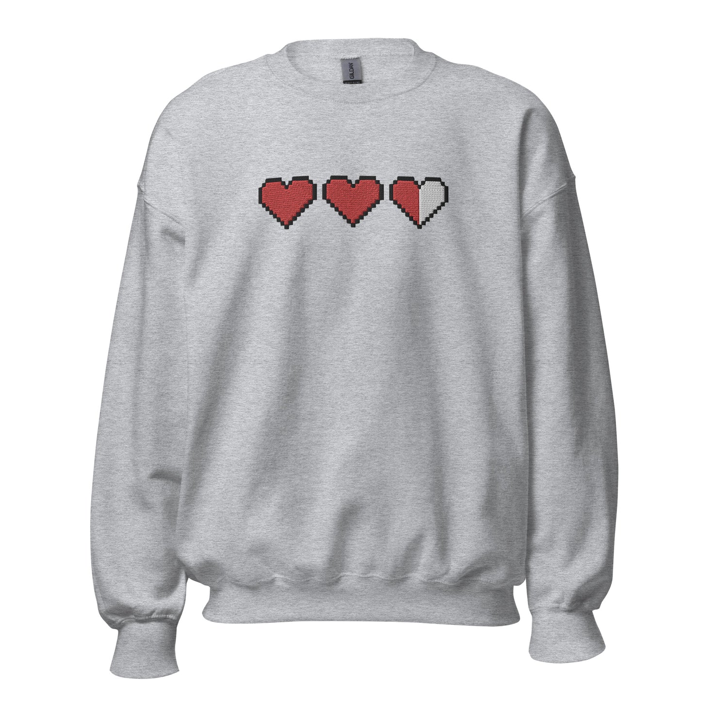 Zelda Pixel Hearts Large Embroidered Sweatshirt