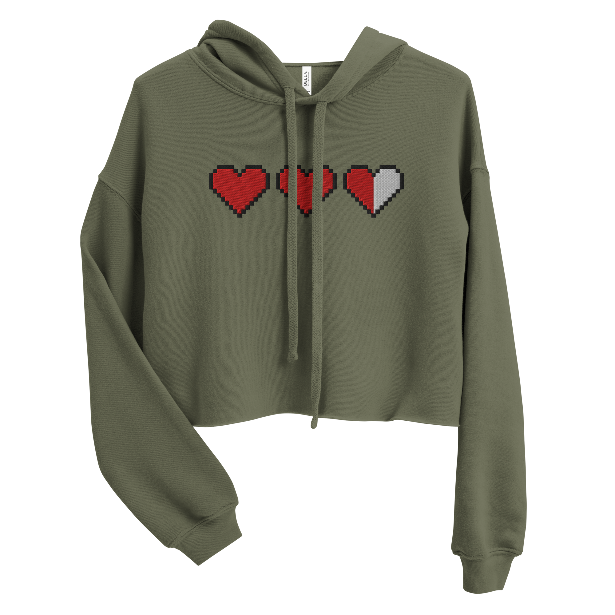 Retro Gaming | Cropped Pixel Heart Embroidered Hoodie – Sidequest