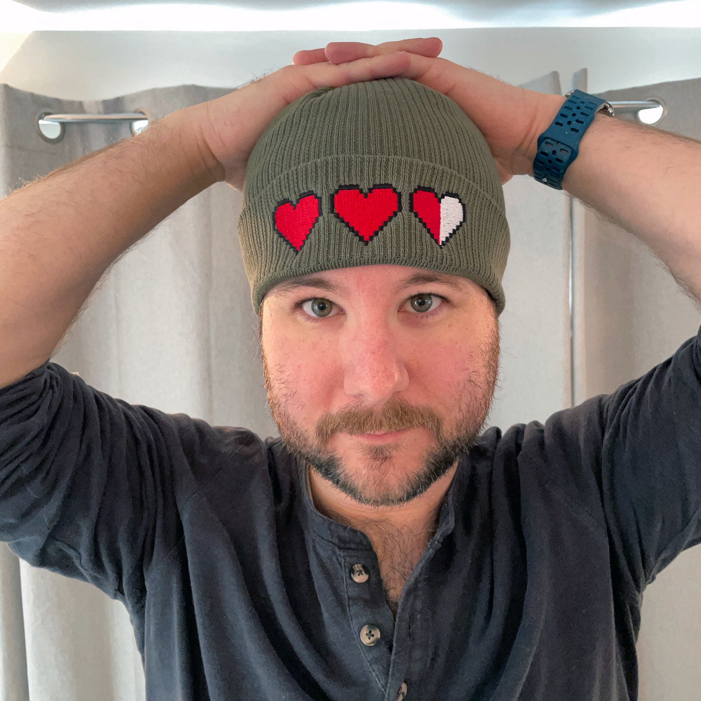 Zelda Hearts Ribbed Beanie (Organic Cotton)