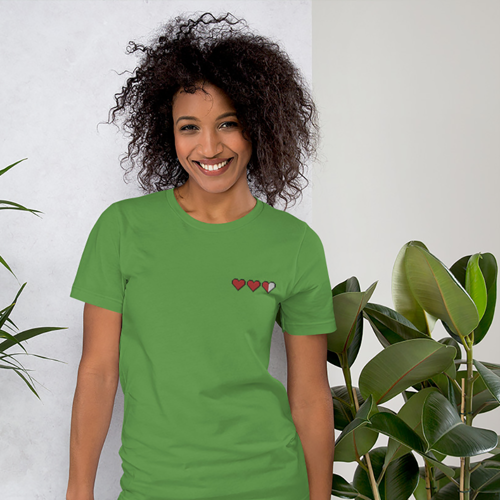 Zelda Pixel Hearts Embroidered Shirt (Unisex)