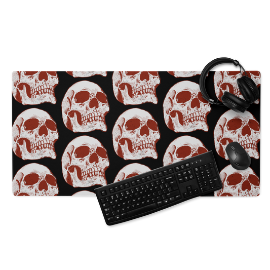 Alfombrilla de ratón para juegos con calavera roja