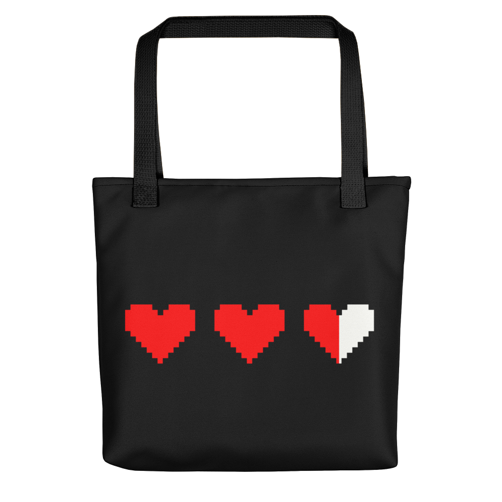 Tote con forma de corazón de píxel de Zelda