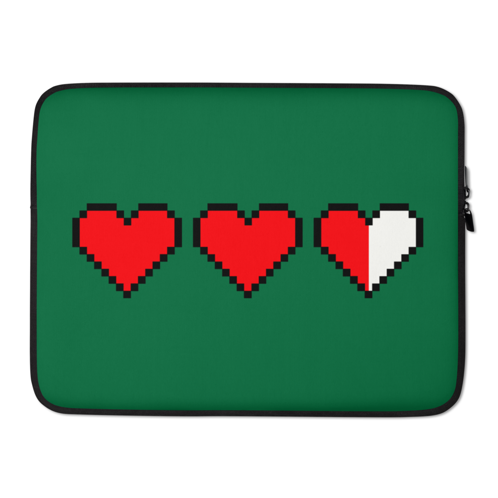 Zelda Pixel Hearts Green Laptop Sleeve