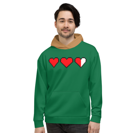 Zelda Pixel Hearts Brauner Kapuzenpullover (Unisex)