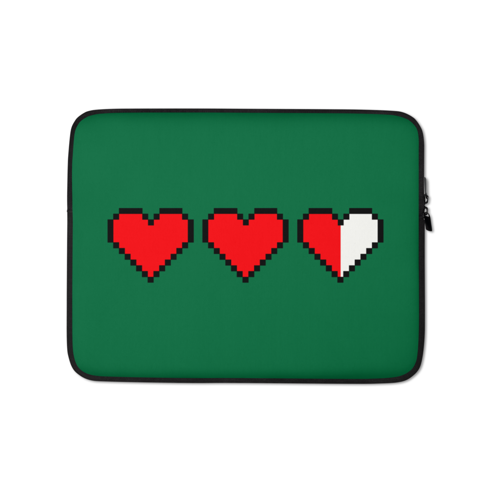 Zelda Pixel Hearts Green Laptop Sleeve