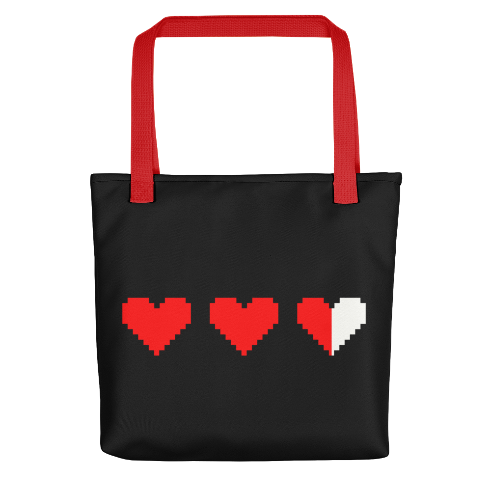 Tote con forma de corazón de píxel de Zelda