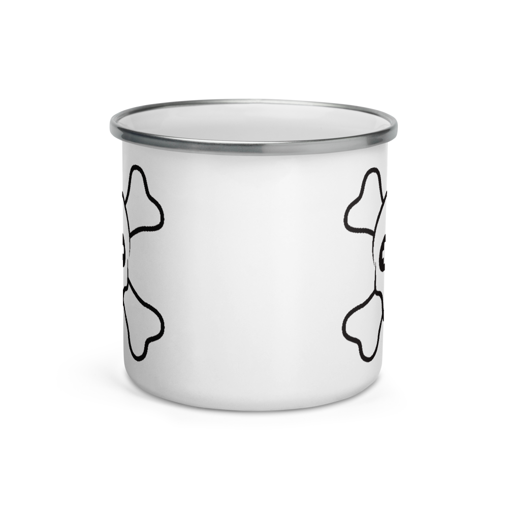 Taza esmaltada con calavera de jugador