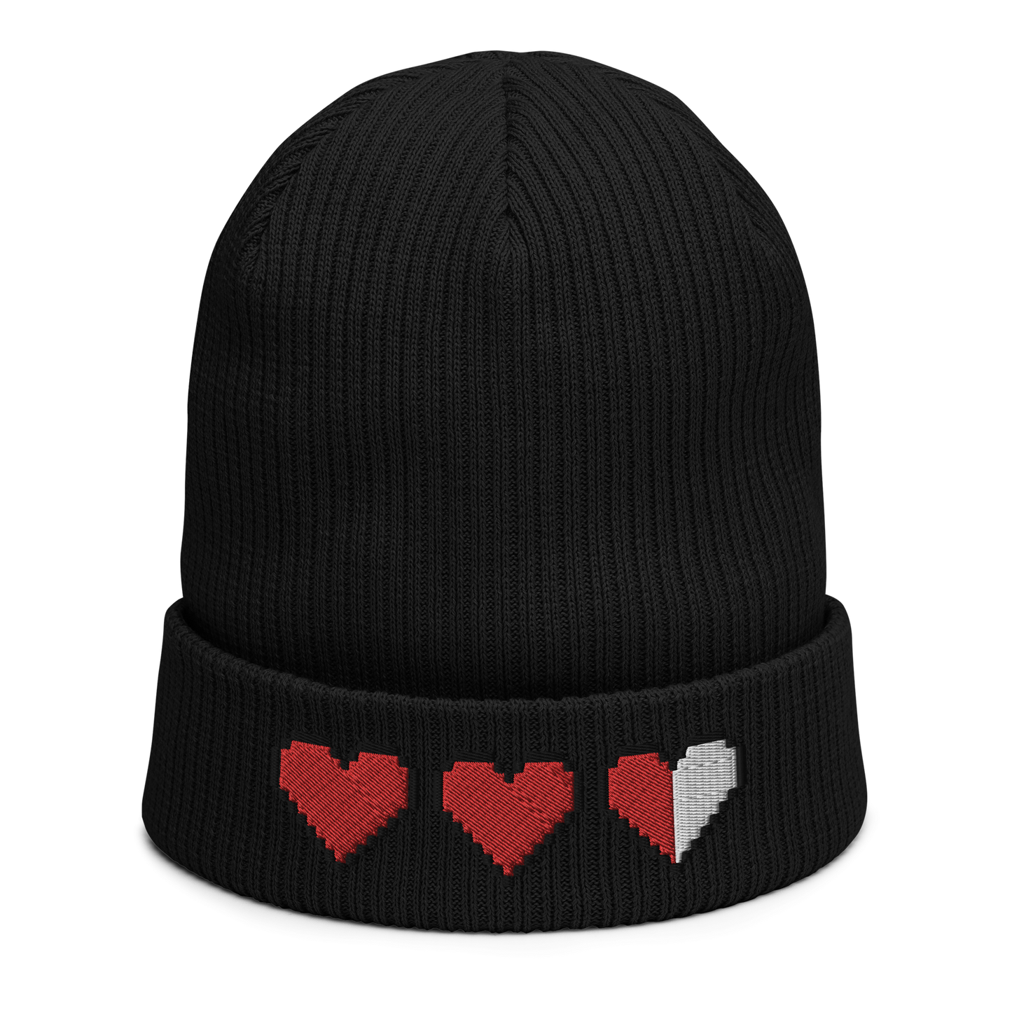 Zelda Hearts Ribbed Beanie (Organic Cotton)
