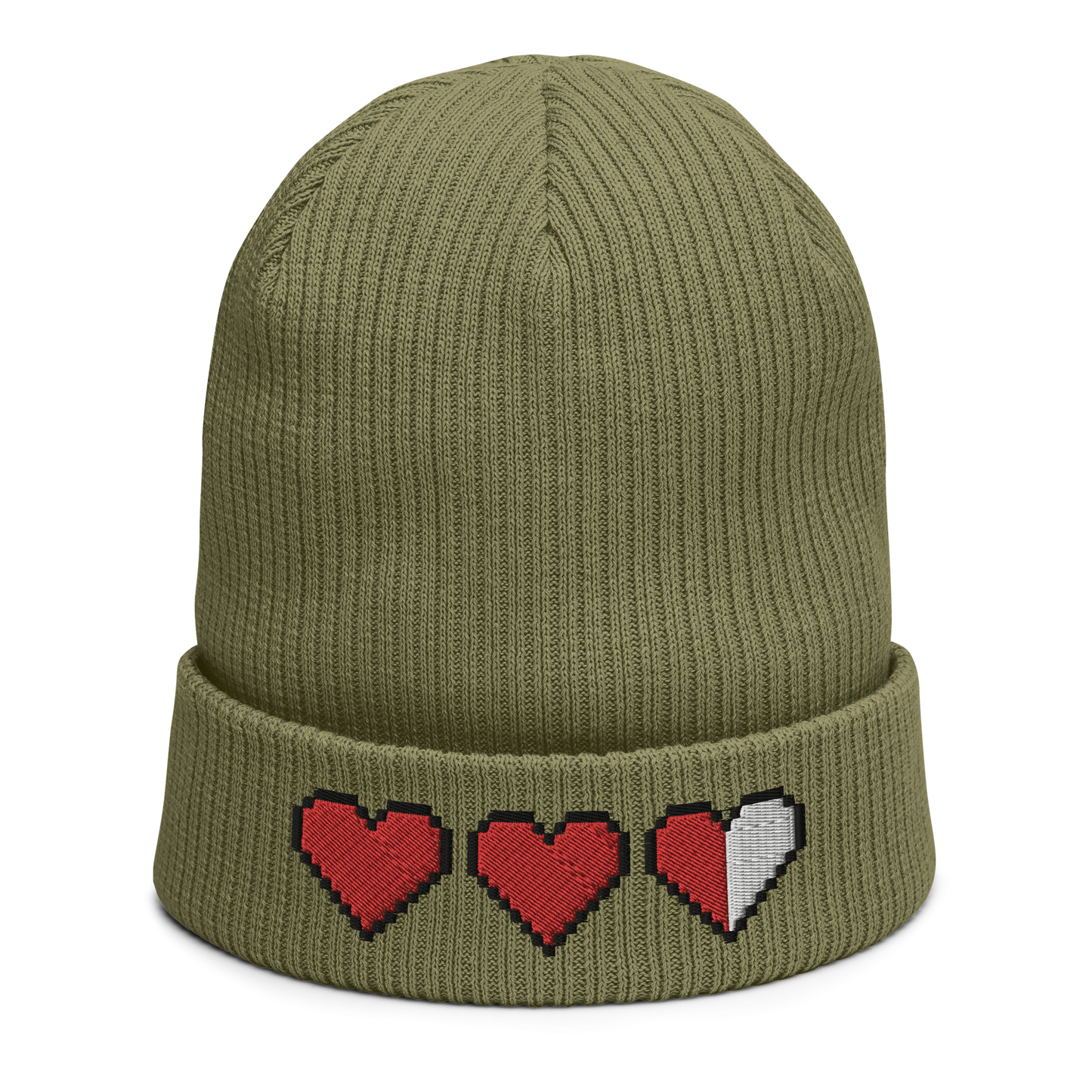 Zelda Hearts Ribbed Beanie (Organic Cotton)