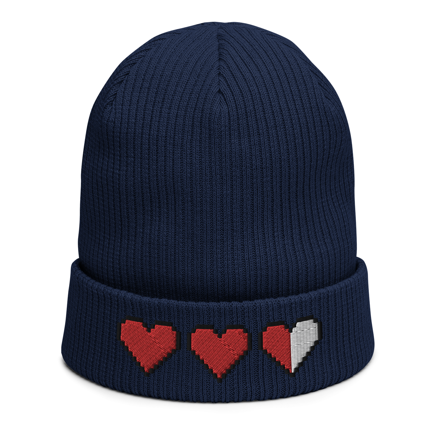 Zelda Hearts Ribbed Beanie (Organic Cotton)