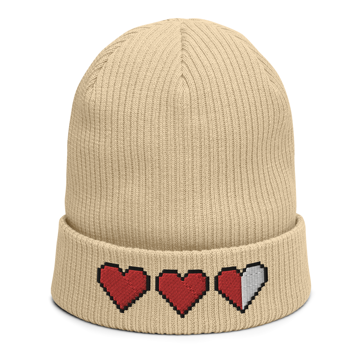 Zelda Hearts Ribbed Beanie (Organic Cotton)