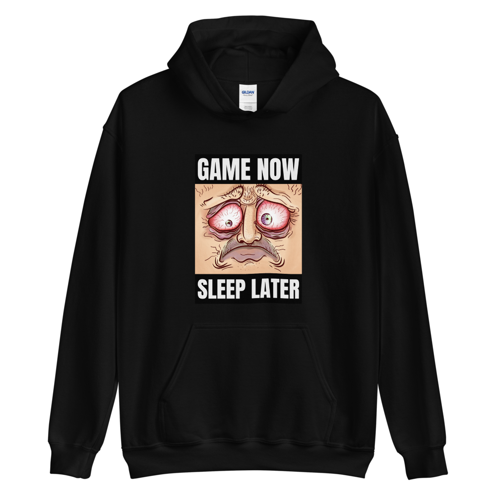 Juego ahora dormir más tarde sudadera con capucha unisex