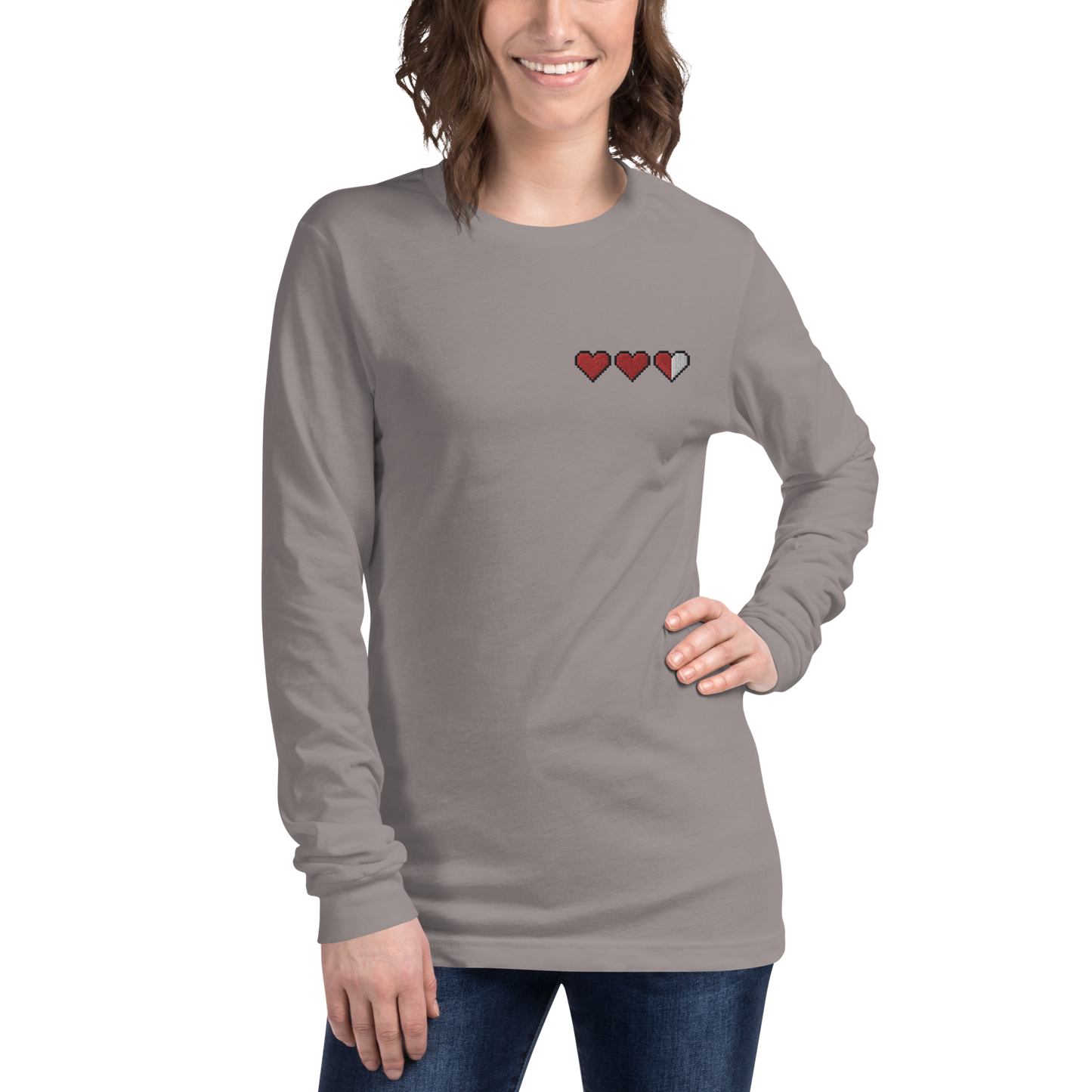 Zelda Embroidered Heart Long Sleeve Shirt (Unisex)