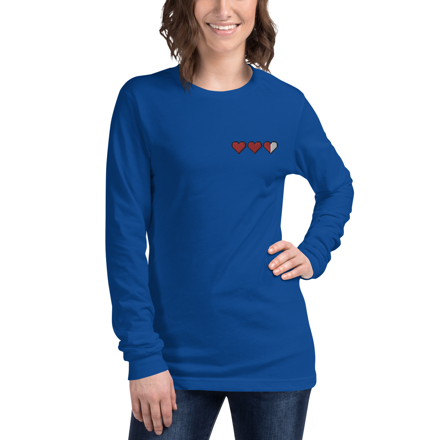 Zelda Embroidered Heart Long Sleeve Shirt (Unisex)