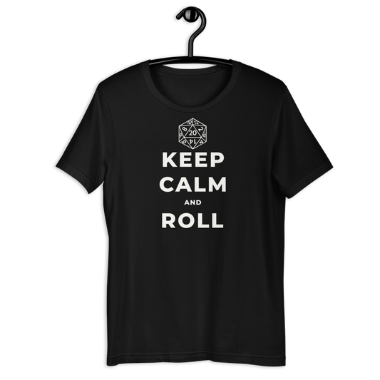 Camiseta D20 Mantenga la calma y ruede (Unisex)