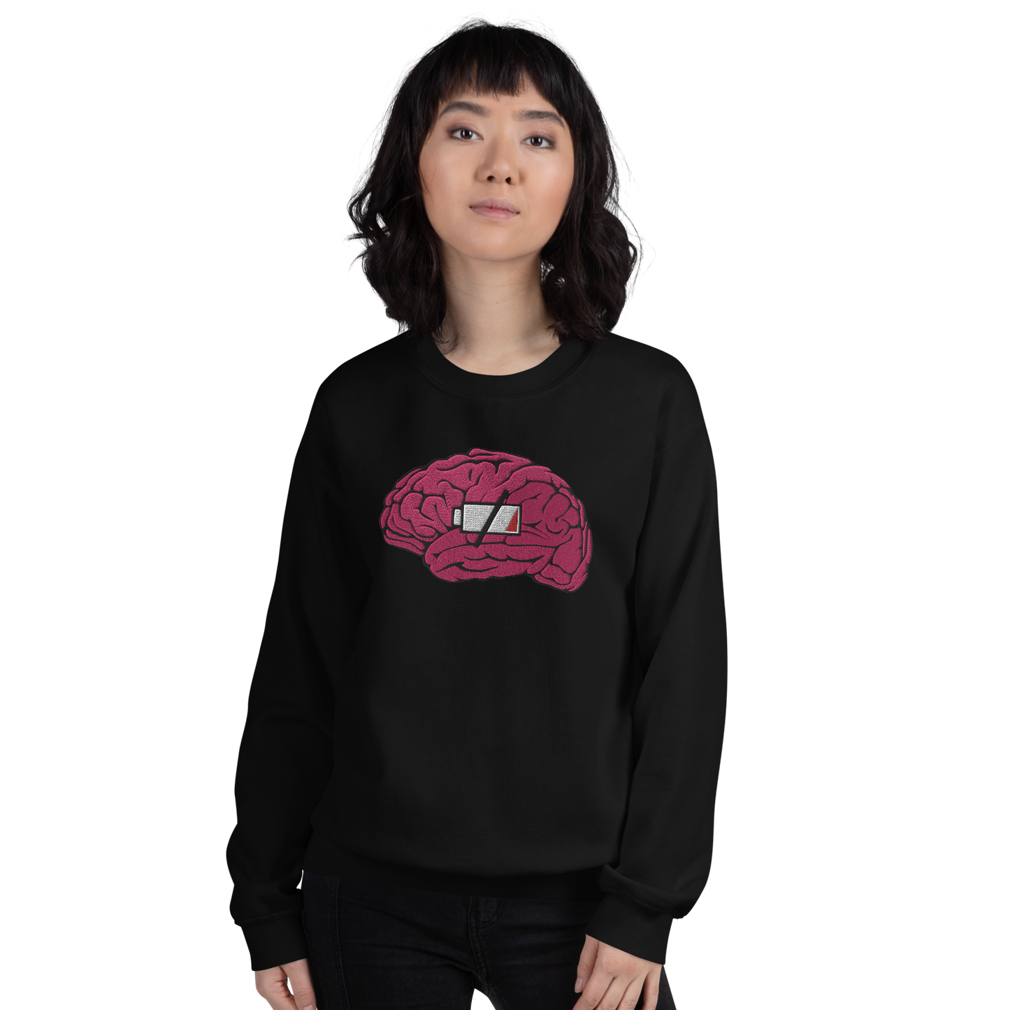 Brain Drain Großes besticktes Sweatshirt