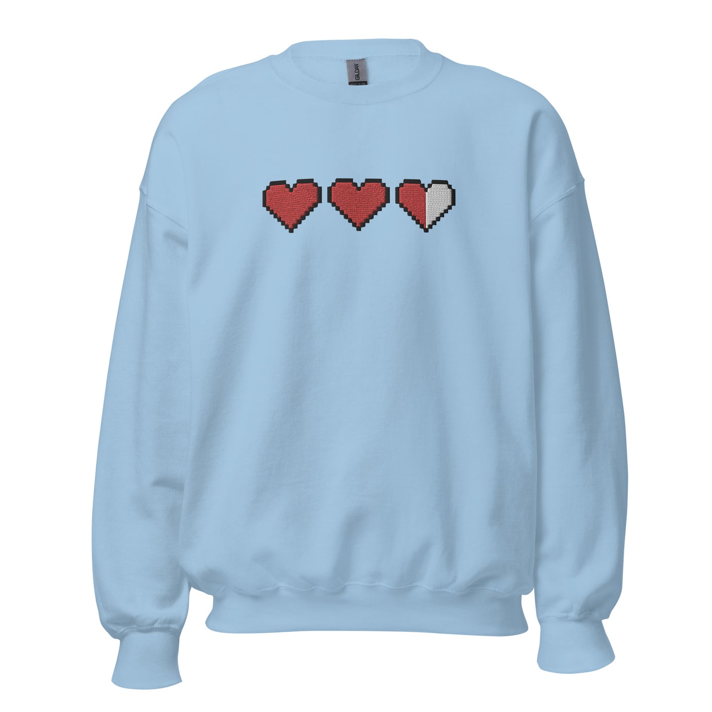 Zelda Pixel Hearts Large Embroidered Sweatshirt