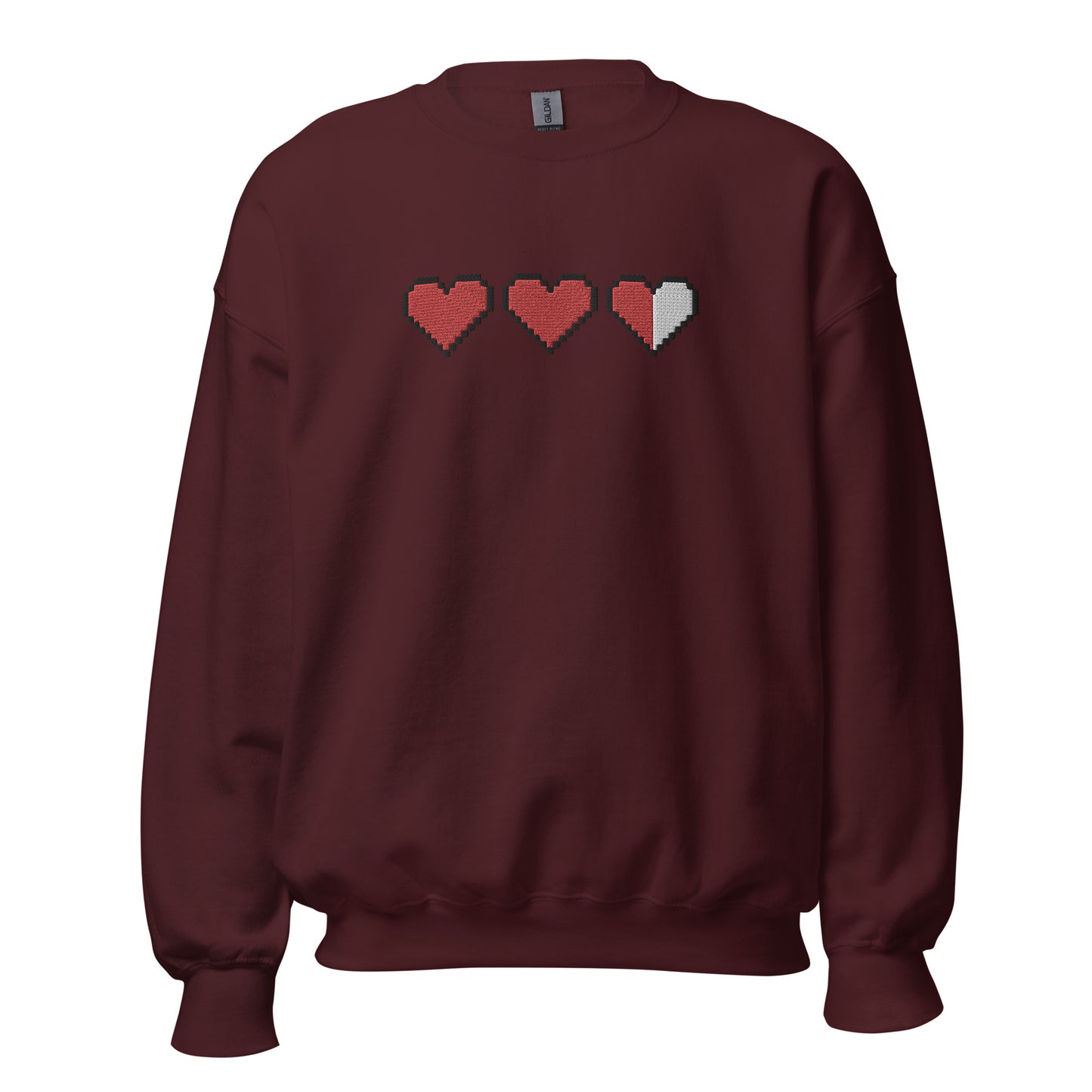 Zelda Pixel Hearts Large Embroidered Sweatshirt