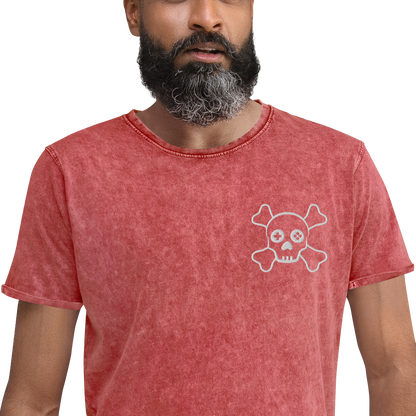 Camiseta vaquera con bordado de calavera Gamer