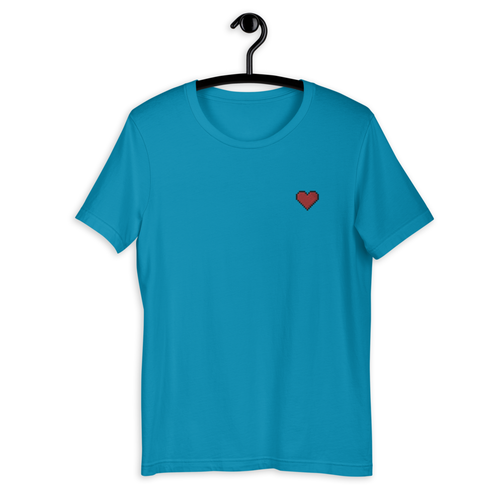 T-Shirt mit Pixel-Herz-Stickerei (Unisex)