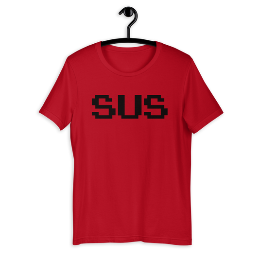 Among Us Sus Schwarzer Text T-Shirt (Unisex)